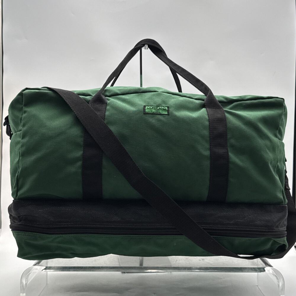 Green cortland fly lines canvas duffle bag